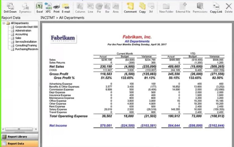 Management Reporter Image - Sample P&L Design
